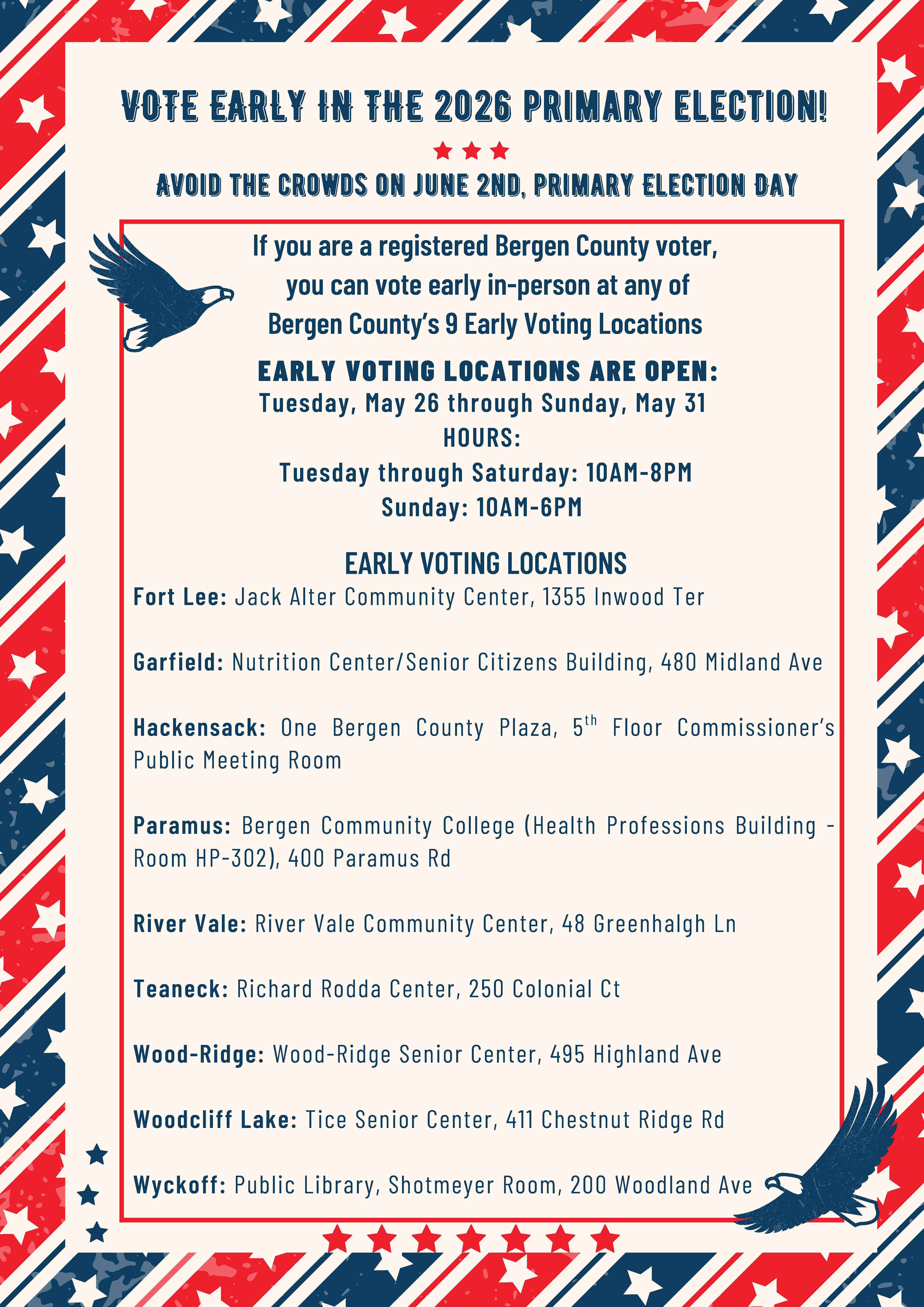 Primary Election 2026 - Early Voting Information - Borough of Dumont