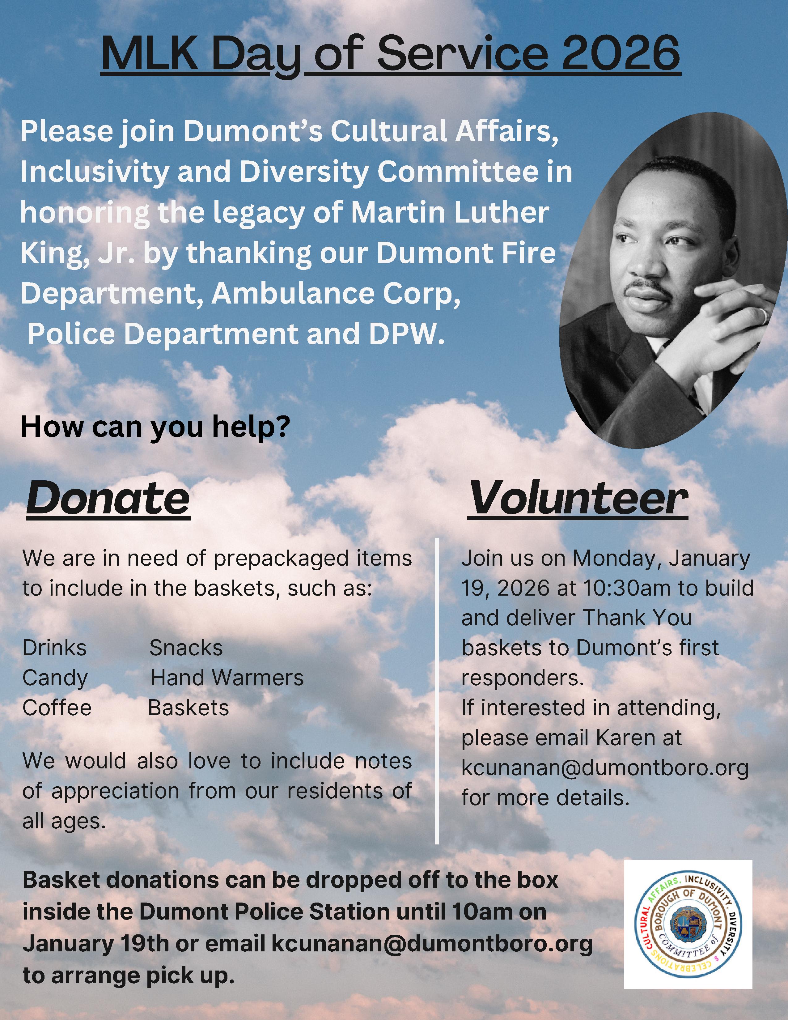 MLK Day of Service 2026 - 1/19/26 - Borough of Dumont