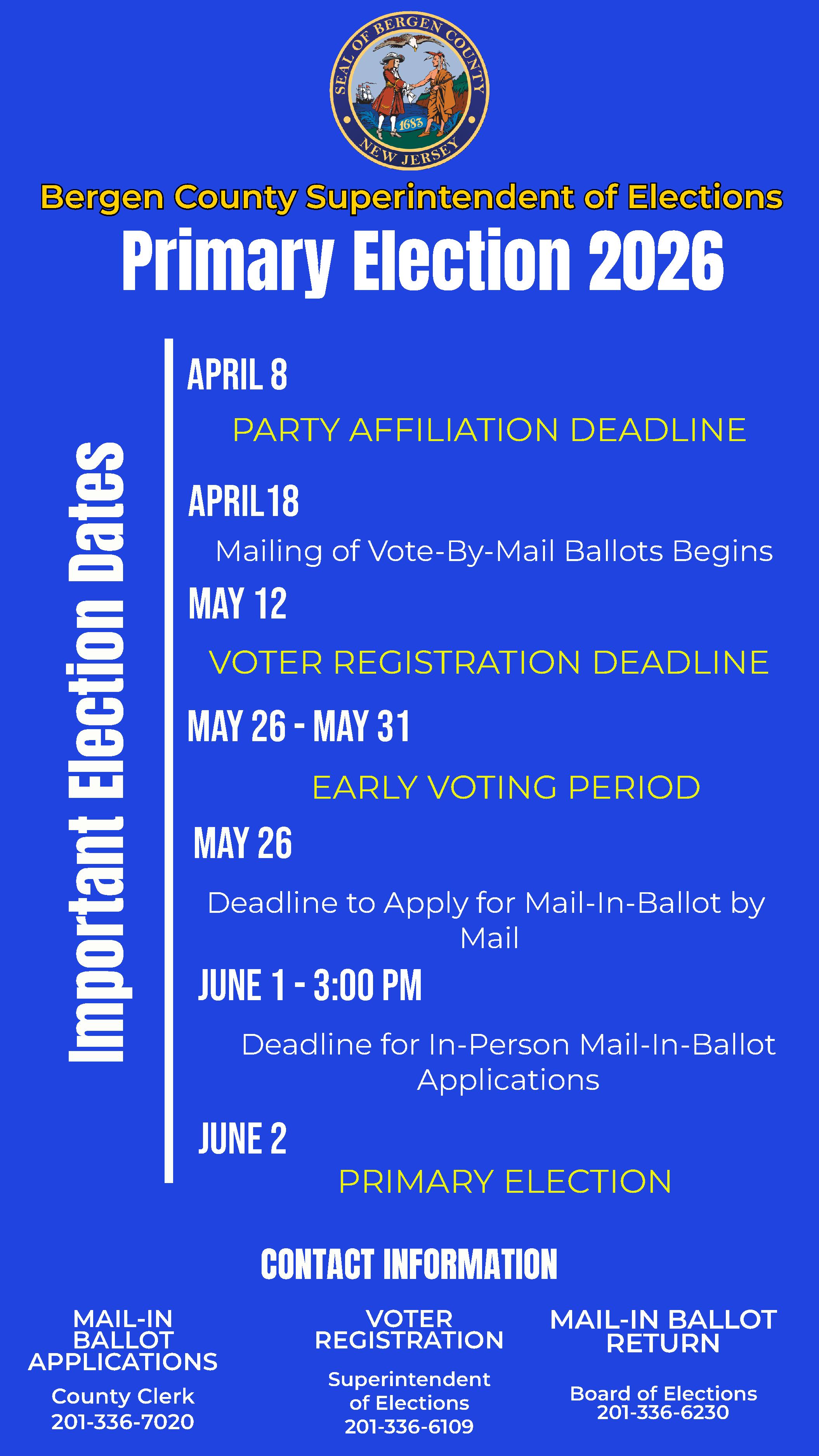 Primary Election 2026 Important Dates - Borough of Dumont